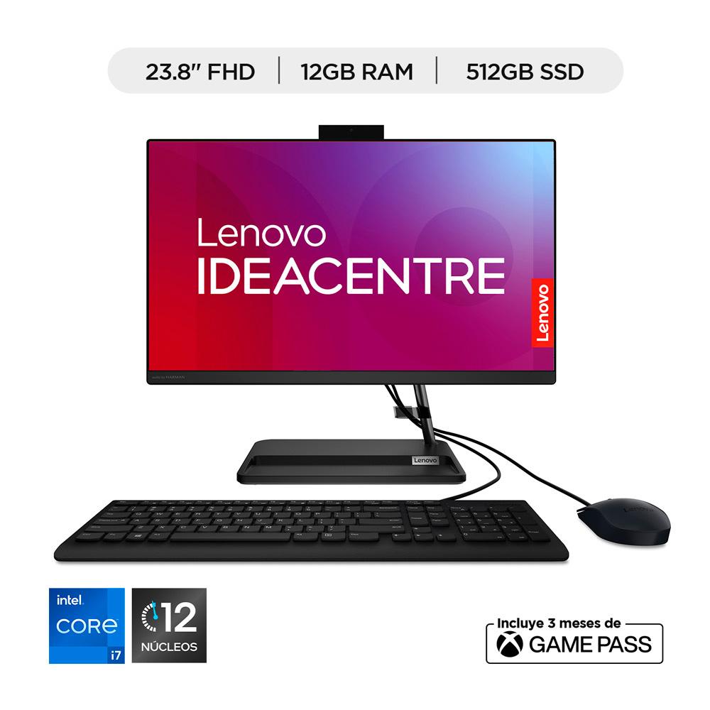Computador Todo En Uno Lenovo 23.8 Fhd Intel Core I7, 12Gb Ram, 512Gb Ssd, Windows 11 Home, Negro