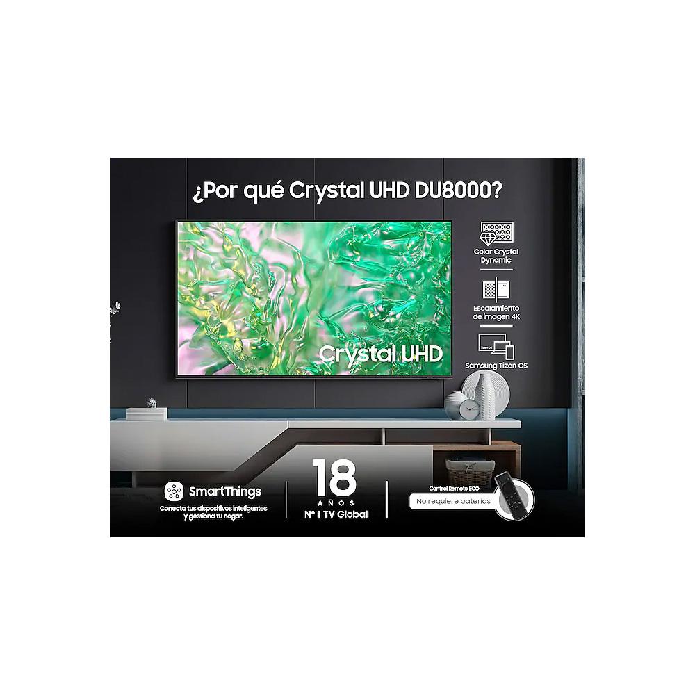 Televisor Samsung Smart Tv 65 Crystal Uhd 4K Led, Hdr, Wifi, Bluetooth 5.2, Hdmi, Usb, Control Solar, Google Meet, Airplay 2, Modo Juego, Office, Control De Voz Garantía 1 Año