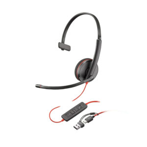 Poly Blackwire 3210 Monaural USB-C Headset with USB-C Adapter