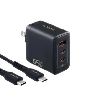 ADATA Cargador 65W USB Type-C Dual Puerto Negro Modelo CHU-0653-QCPDBK-CCU2-200