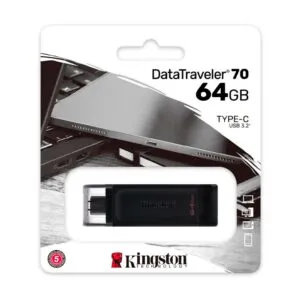 Kingston Memoria USB DataTraveler 70 Tipo C 3.2 64GB Negro