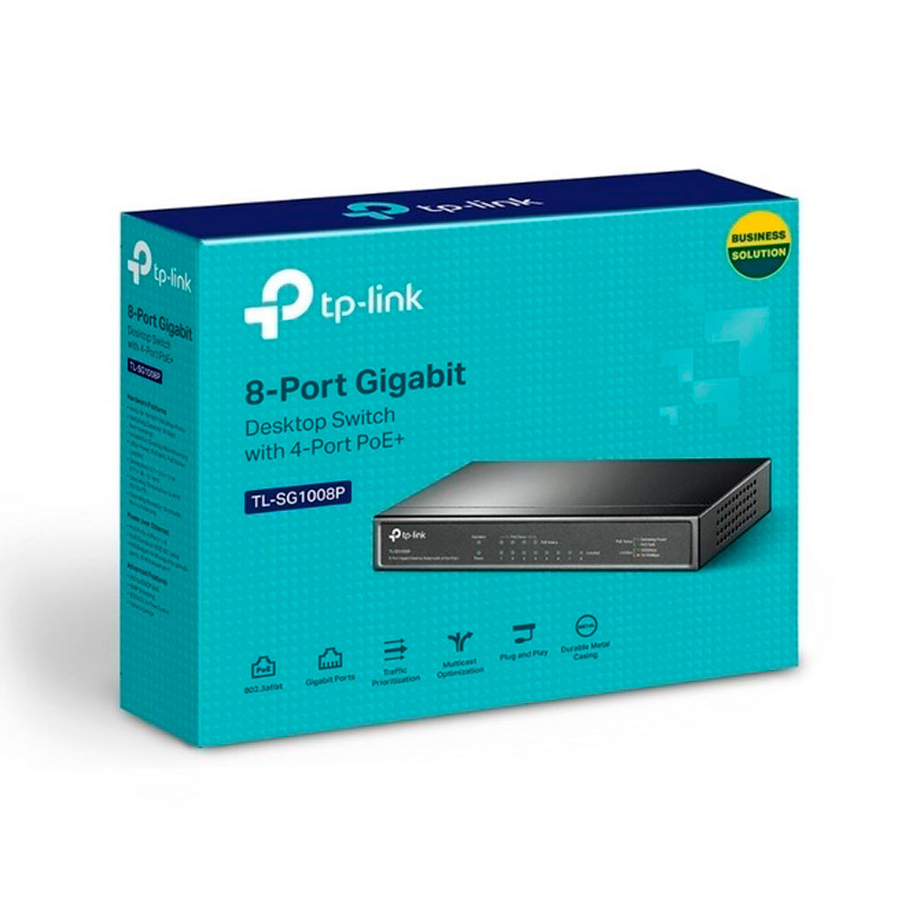 TP-Link Switch Gigabit 8 Puertos Modelo TL-SG1008P con 4 Puertos PoE