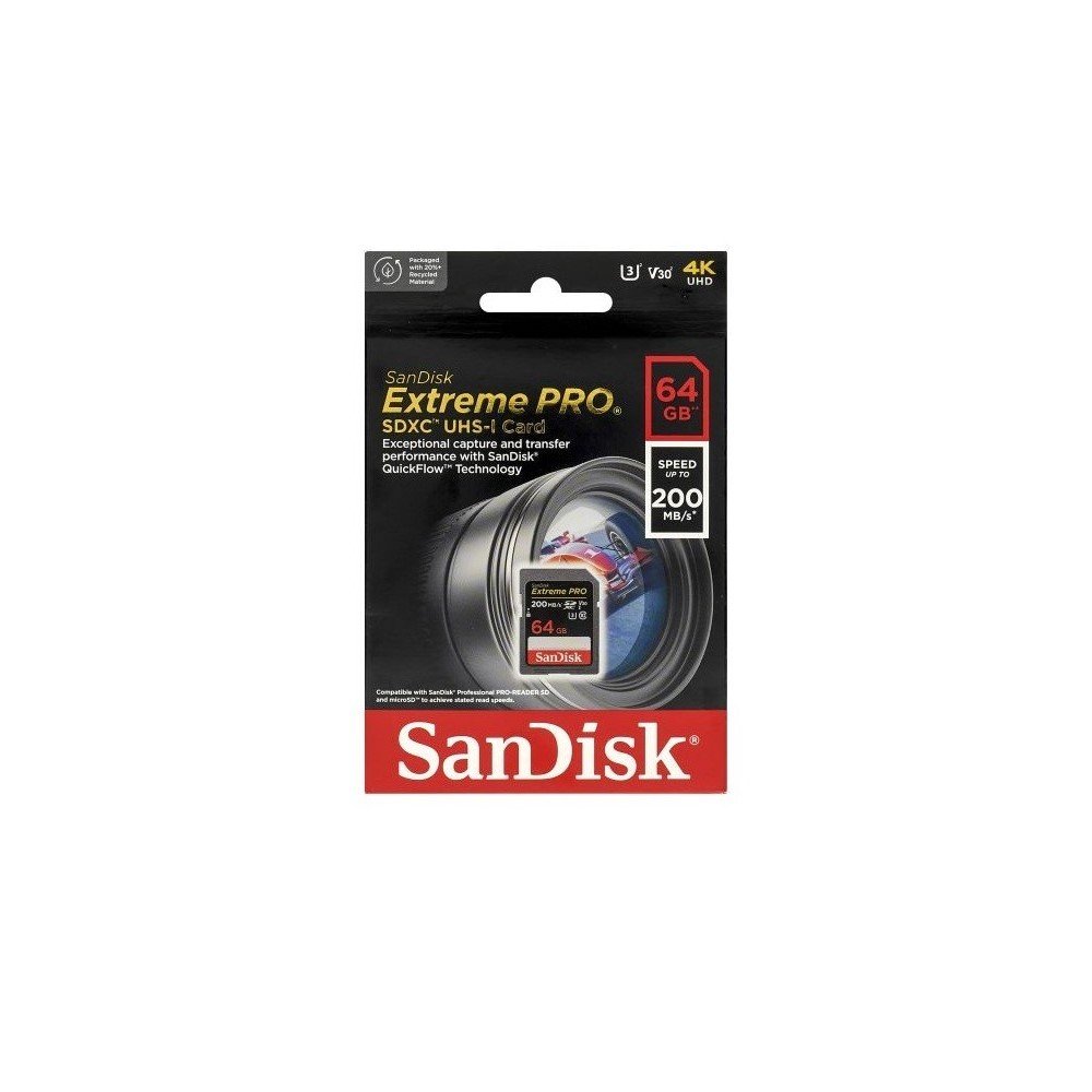 SanDisk Tarjeta SD Extreme PRO 64GB SDXC UHS-I 200MBps